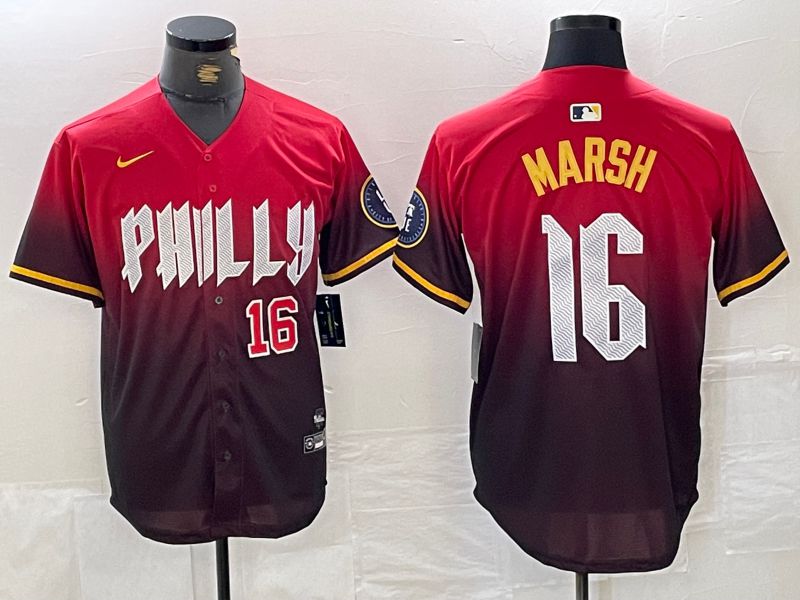Men Philadelphia Phillies #16 Marsh Red City Edition Nike 2024 MLB Jersey style 3->->